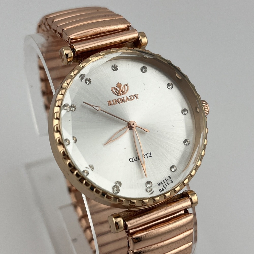 Rinnady Watch Women 36mm Rose‎ Gold Case Stretch Band- New Battery